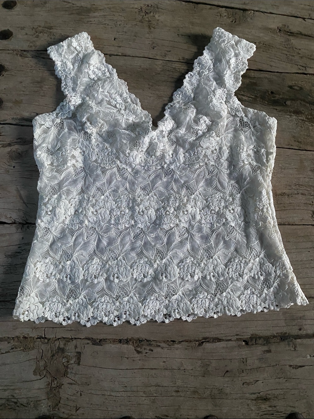 Josie Natori White Lace V-Neck Camisole